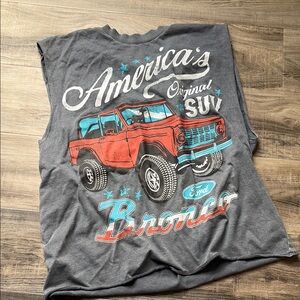 Gray Ford Bronco Graphic Tank Top Muscle T Sleeveless Women Junior Size Medium